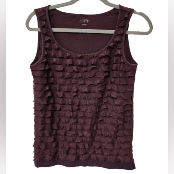 Ann Taylor LOFT Plum Ruffle Sleeveless Tank Women's Size Small - Picture 5 of 8